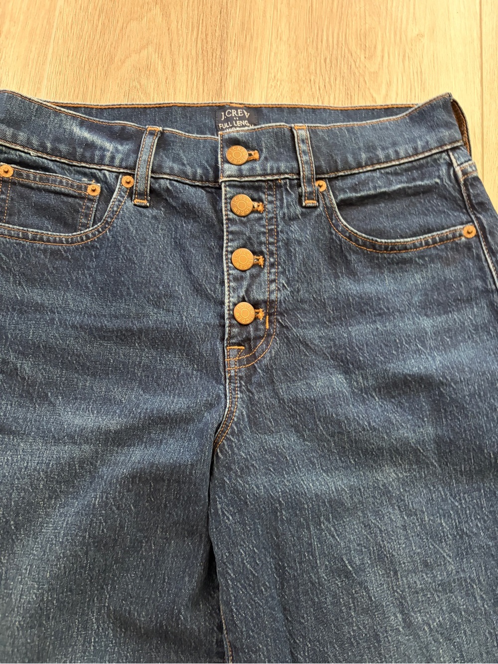 J. Crew Full Length Wide-Leg Jeans - Dark Blue Denim - Picture 2 of 8